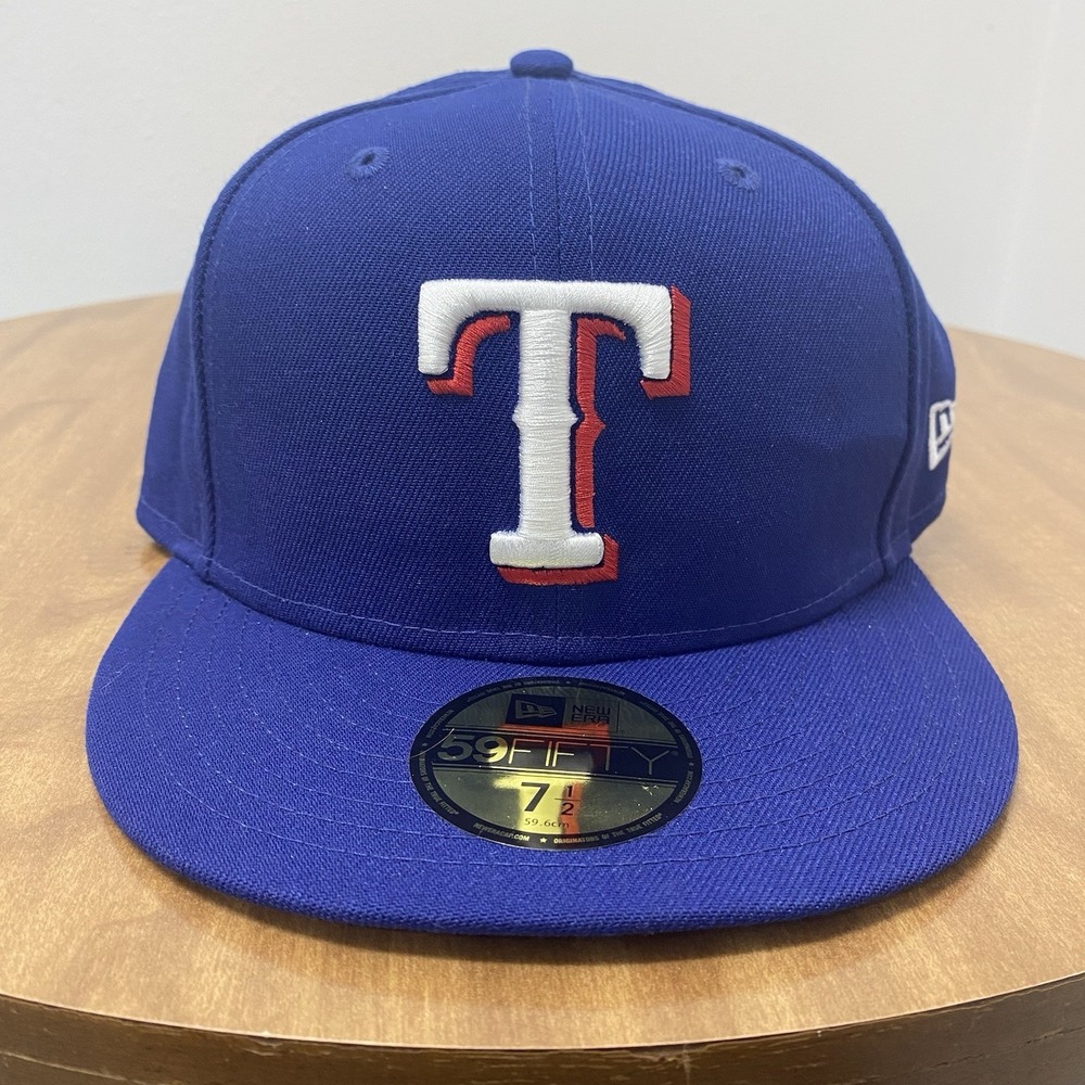 Texas Rangers New Era 59Fifty 7 1/2 Royal Blue On Field Fitted Game Hat cap MLB